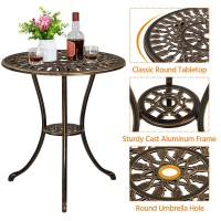 Yaheetech Patio Bistro Sets 3 Piece, Outdoor Rust-Resistant Cast Aluminum Garden Table And Chairs, Bronze