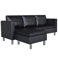 vidaXL Sectional Sofa 3Seater Artificial Leather Black 242536