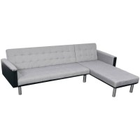 vidaXL Lshaped Sofa Bed Fabric Black and Gray 244334