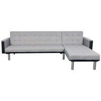 vidaXL Lshaped Sofa Bed Fabric Black and Gray 244334