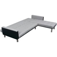 vidaXL Lshaped Sofa Bed Fabric Black and Gray 244334