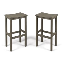 Christopher Knight Home Caribbean Outdoor 30 Acacia Wood Barstools 2Pcs Set Grey Finish