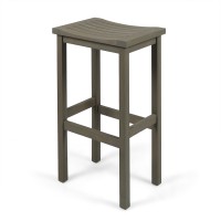 Christopher Knight Home Caribbean Outdoor 30 Acacia Wood Barstools 2Pcs Set Grey Finish