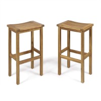 Christopher Knight Home Caribbean Outdoor 30 Acacia Wood Barstools 2Pcs Set Natural Stained