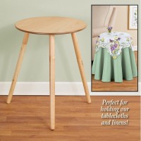 Collections Etc Wooden Round Side Accent Table, 20 Diameter x 25.5 Height Sturdy Classic Three-Legged Round Side Table for Use in Bedroom, Living Room or Entryway