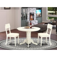 East West Furniture Shad3-Lwh-Lc 3 Piece Kitchen Table & Chairs Set Contains A Round Dining Room Table With Pedestal And 2 Faux Leather Upholstered Chairs, 42X42 Inch, Linen White