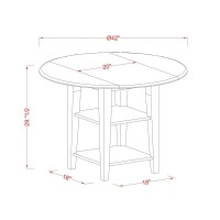 East West Furniture Sut-Bch-T Dining Room Round Kitchen Table Top With Dropleaf & 2 Shelves, Medium