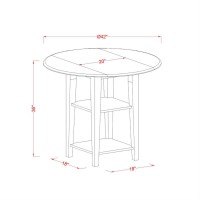 East West Furniture Sugr3H-Bmk-W 3 Piece Kitchen Counter Set For Small Spaces Contains A Round Dining Table With Dropleaf & Shelves And 2 Dining Room Chairs, 42X42 Inch, Buttermilk & Cherry