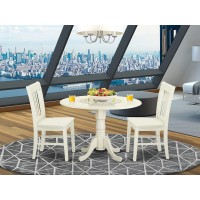 East West Furniture Dublin 3 Piece Dinette Set For Small Spaces Contains A Round Table With Dropleaf And 2 Kitchen Dining Chairs, 42X42 Inch, Dlno3-Lwh-W