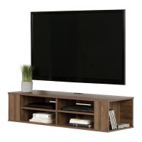 City Life 48 Wall Mounted Media Console Natural Walnut