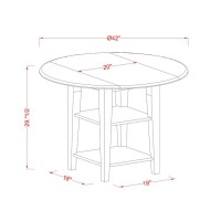 East West Furniture Suno3-Lwh-W 3 Piece Room Furniture Set Contains A Round Kitchen Table With Dropleaf & Shelves And 2 Dining Chairs, 42X42 Inch, Linen White