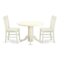 East West Furniture Shno3-Lwh-W 3 Piece Modern Dining Table Set Contains A Round Kitchen Table With Pedestal And 2 Dining Room Chairs, 42X42 Inch, Linen White