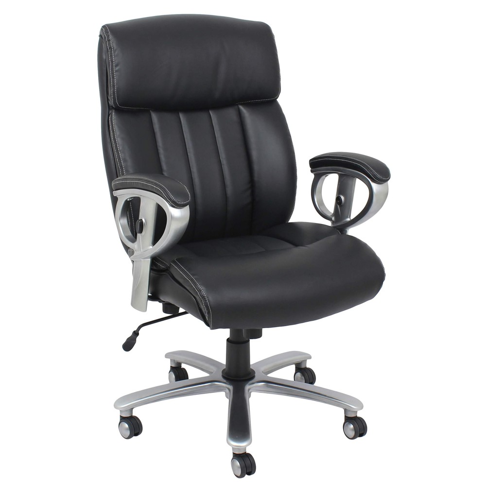 Home Roots Furniture Black Bonded Leather Office Chair With Pneumatic Lift Mechanism