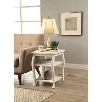 Homeroots Furniture End Table In White, Multicolor