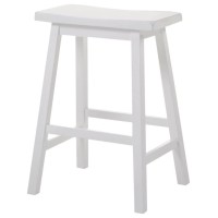 Homeroots Furniture Rubber Wood White 29 Bar Stool, Multicolor
