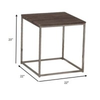 Homeroots Furniture Walnut & Brushed Nickel End Table Multicolor