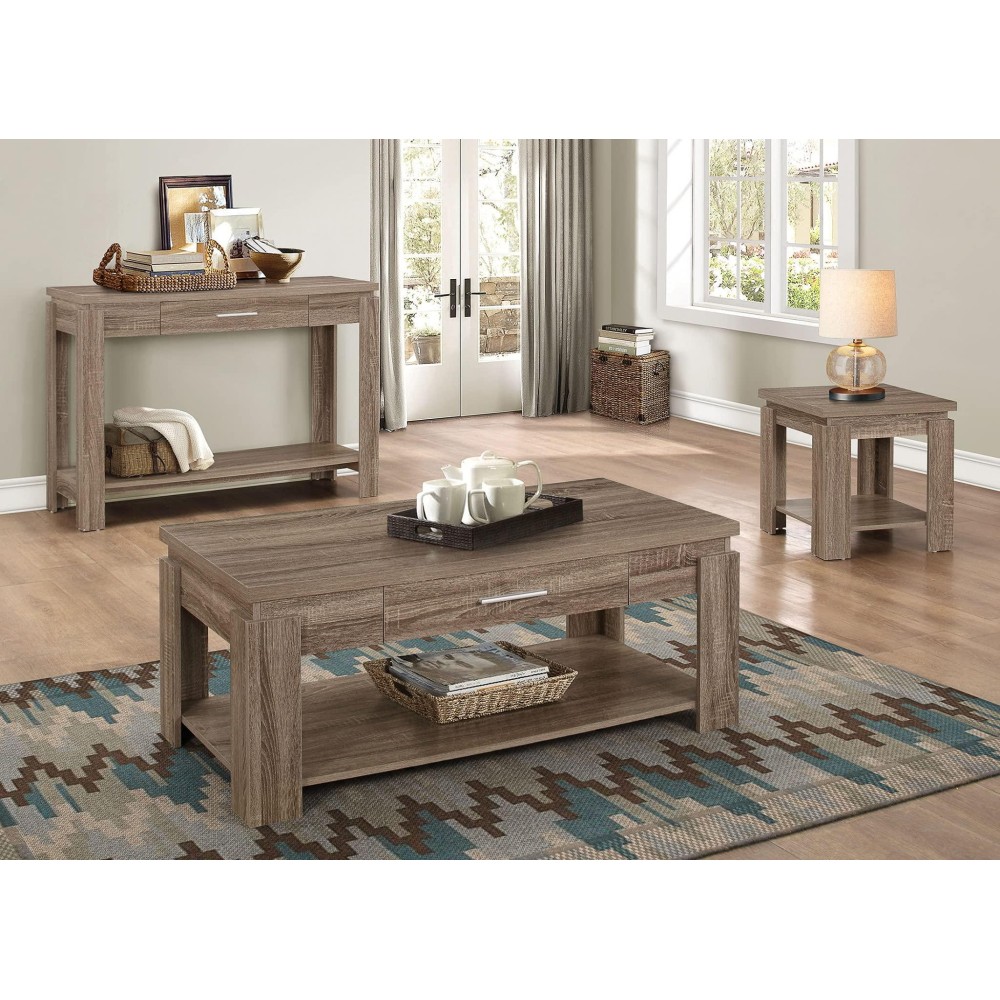 Homeroots Furniture Particle Board With Paper Dark Taupe End Table Multicolor