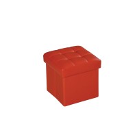 Homeroots Furniture Red Pu Ottoman With Storage Multicolor