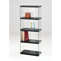 Homeroots Office Black & Clear Glass Bookcase Multicolor