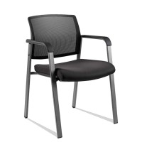 Clatina Mesh Back Stacking Arm Chairs With Upholstered Fabric Seat And Ergonomic Lumber Support For Office School Church Guest Reception Black