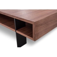 Homeroots Aluminum, Veneer Modern Walnut Coffee Table