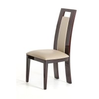 Homeroots Wood Leatherette Modern Ebony And Taupe Dining Chair Set Of 2