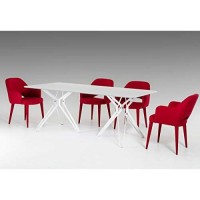 HomeRoots Glass, Metal Modern White Glass Dining Table