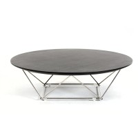 Homeroots Veneer, Metalstainless St 11 Wenge Veneer And Stainless Steel Coffee Table