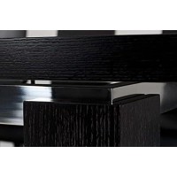 Homeroots Mdf, Steel, Veneer Modern Black Oak Finish Extendable Dining Table