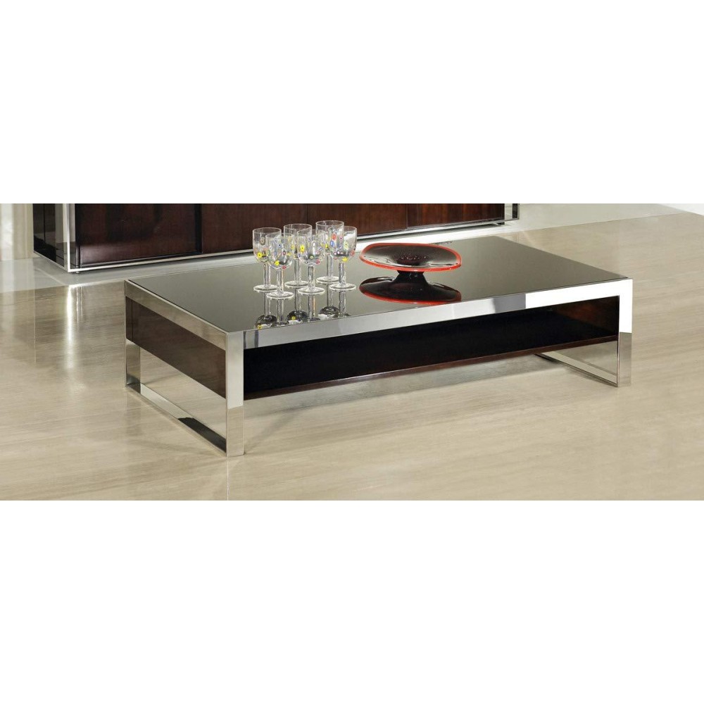 HomeRoots Decor 14-inch Ebony Lacquer MDF and Steel Coffee Table