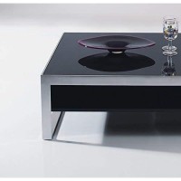 HomeRoots Decor 14-inch Ebony Lacquer MDF and Steel Coffee Table