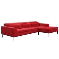 HomeRoots Fabric, Wood, Dacron Fibe 28 Red Fabric and Wood Sectional Sofa