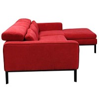HomeRoots Fabric, Wood, Dacron Fibe 28 Red Fabric and Wood Sectional Sofa