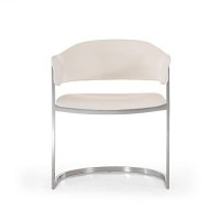 Homeroots Furniture Contemporary White Leatherette Dining Chair