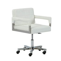 Homeroots Bonded Leather, Bonded Le Modern White Bonded Leather Office Chair