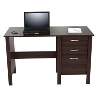 Homeroots Office Writing Desk With 3 Drawers - Melamine/Engineered Wood