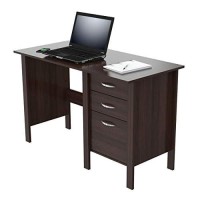 Homeroots Office Writing Desk With 3 Drawers - Melamine/Engineered Wood