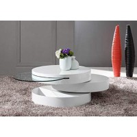 Homeroots Mdf, Glass 15 Mdf And Glass Swivel Coffee Table