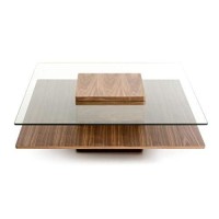 Homeroots Veneer, Glass 14 Walnut Veneer And Glass Coffee Table