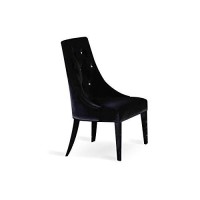 HomeRoots Wooden, Fabric, Velour, Two 40 Black Velour Fabric and Wood Dining chairs