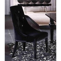 HomeRoots Wooden, Fabric, Velour, Two 40 Black Velour Fabric and Wood Dining chairs