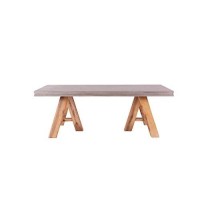 HomeRoots Modern Concrete & Acacia Coffee Table