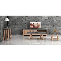 HomeRoots Modern Concrete & Acacia Coffee Table