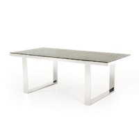 HomeRoots Decor 30-inch Wood Mosaic, Steel, and Glass Dining Table