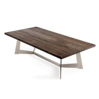 HomeRoots Veneer, Steel, Wood 16 Dark Aged Oak Wood, Veneer, and Steel coffee Table