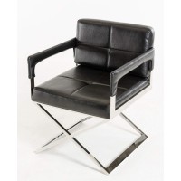 Homeroots Furniture Hallway Black Bonded Leather Accent Chair