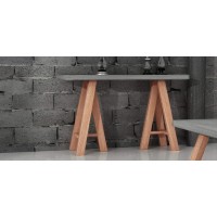 HomeRoots Modern concrete & Acacia console Table