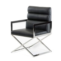 Homeroots Furniture Kitchen Restaurant Modern Black Leatherette Dining Chair