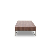 HomeRoots Steel, Glass, Veneer Modern Walnut Coffee Table