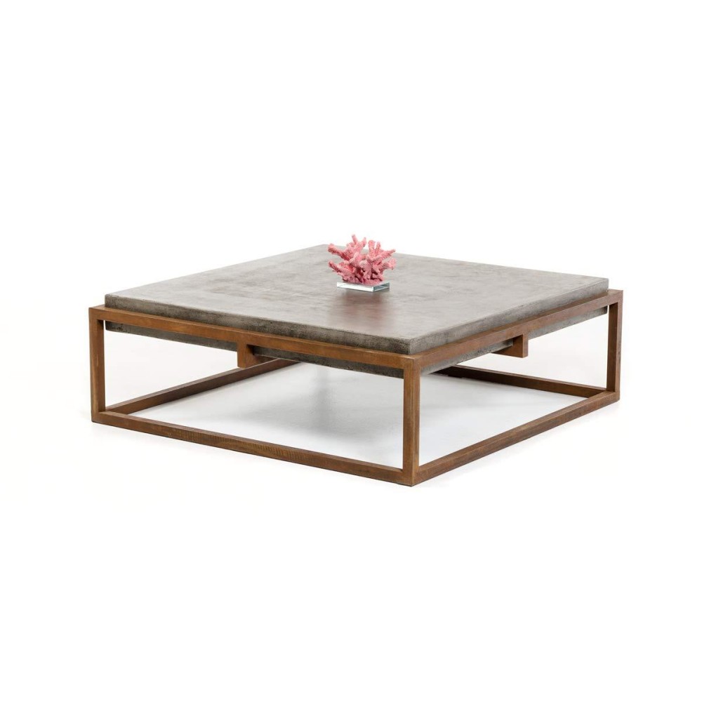 Homeroots Concrete Metal Modern Concrete Coffee Table